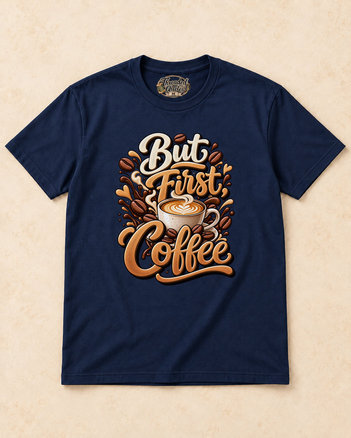 Shirt-only But First Coffee T-shirt in Navy