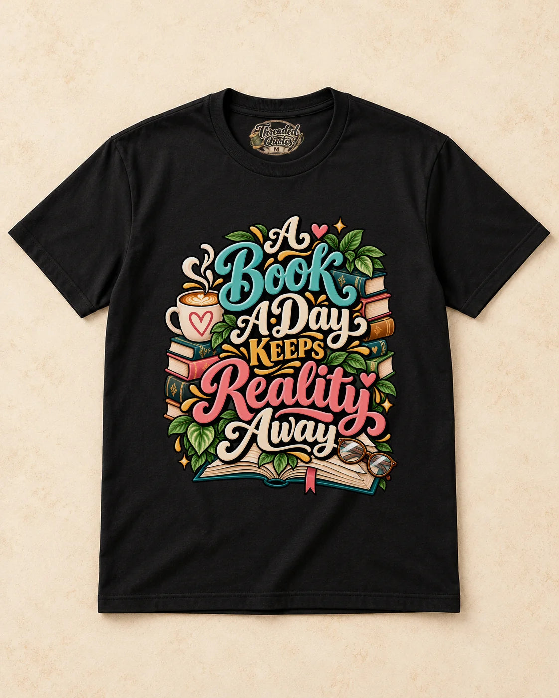 Shirt-only A Book A Day Keeps Reality Away T-shirt in Black