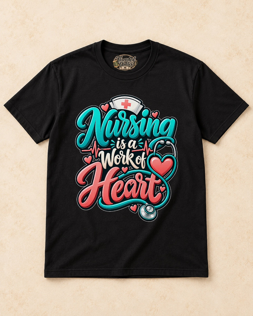 Shirt-only Nursing Is A Work Of Heart T-shirt in Black