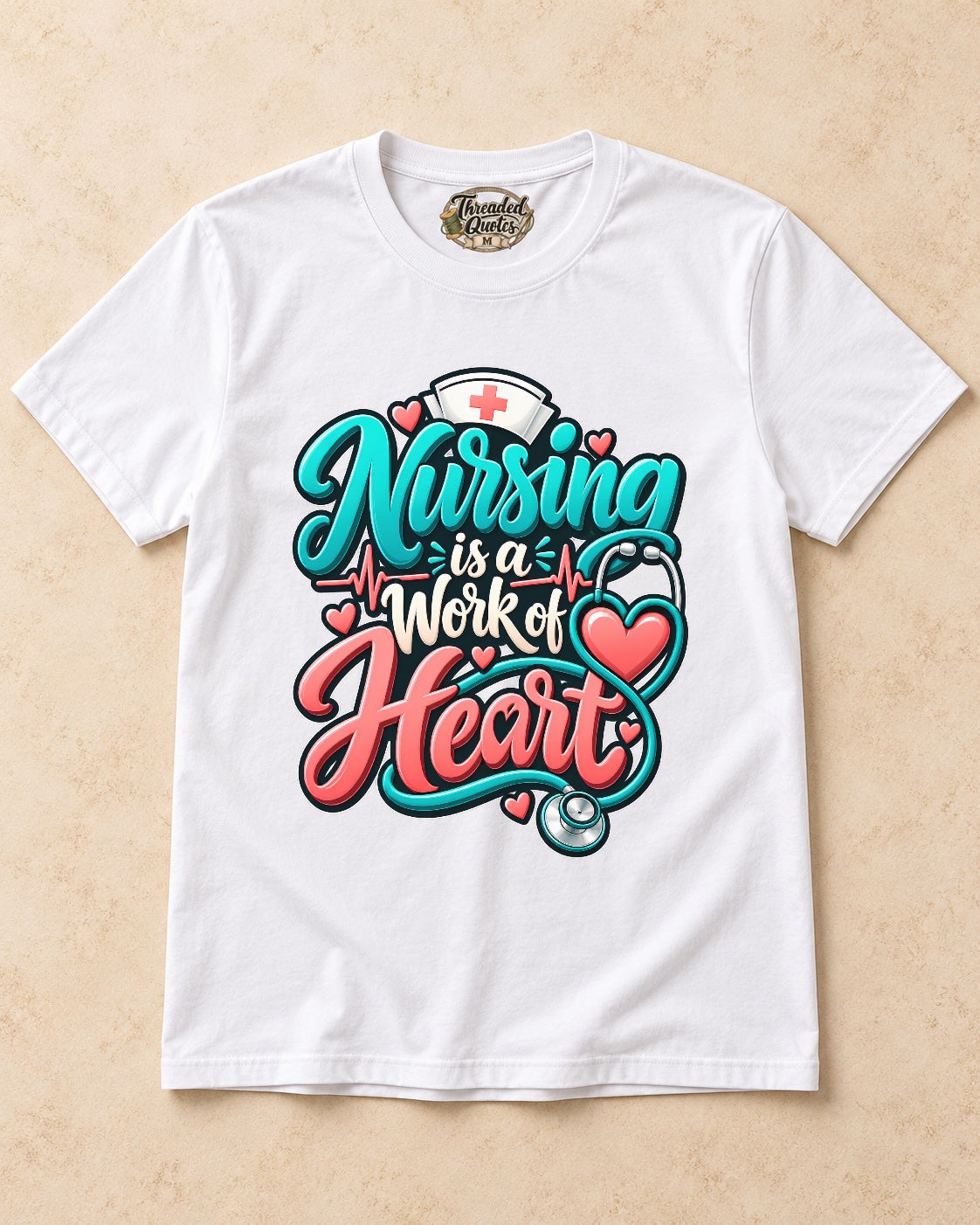 Shirt-only Nursing Is A Work Of Heart T-shirt in White