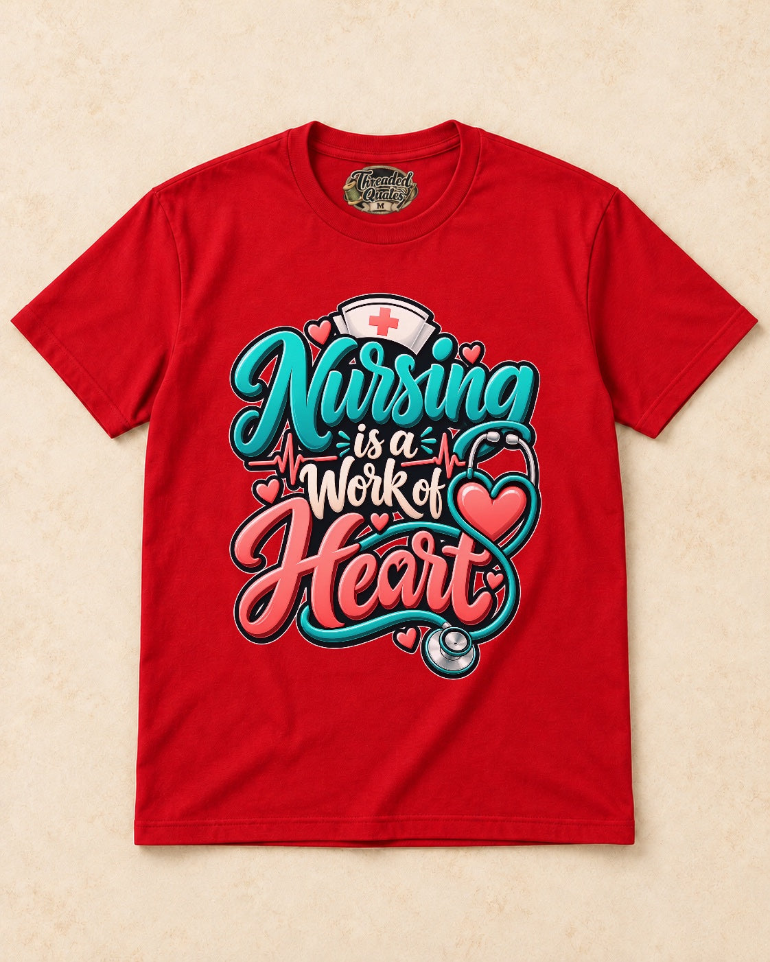 Shirt-only Nursing Is A Work Of Heart T-shirt in Red