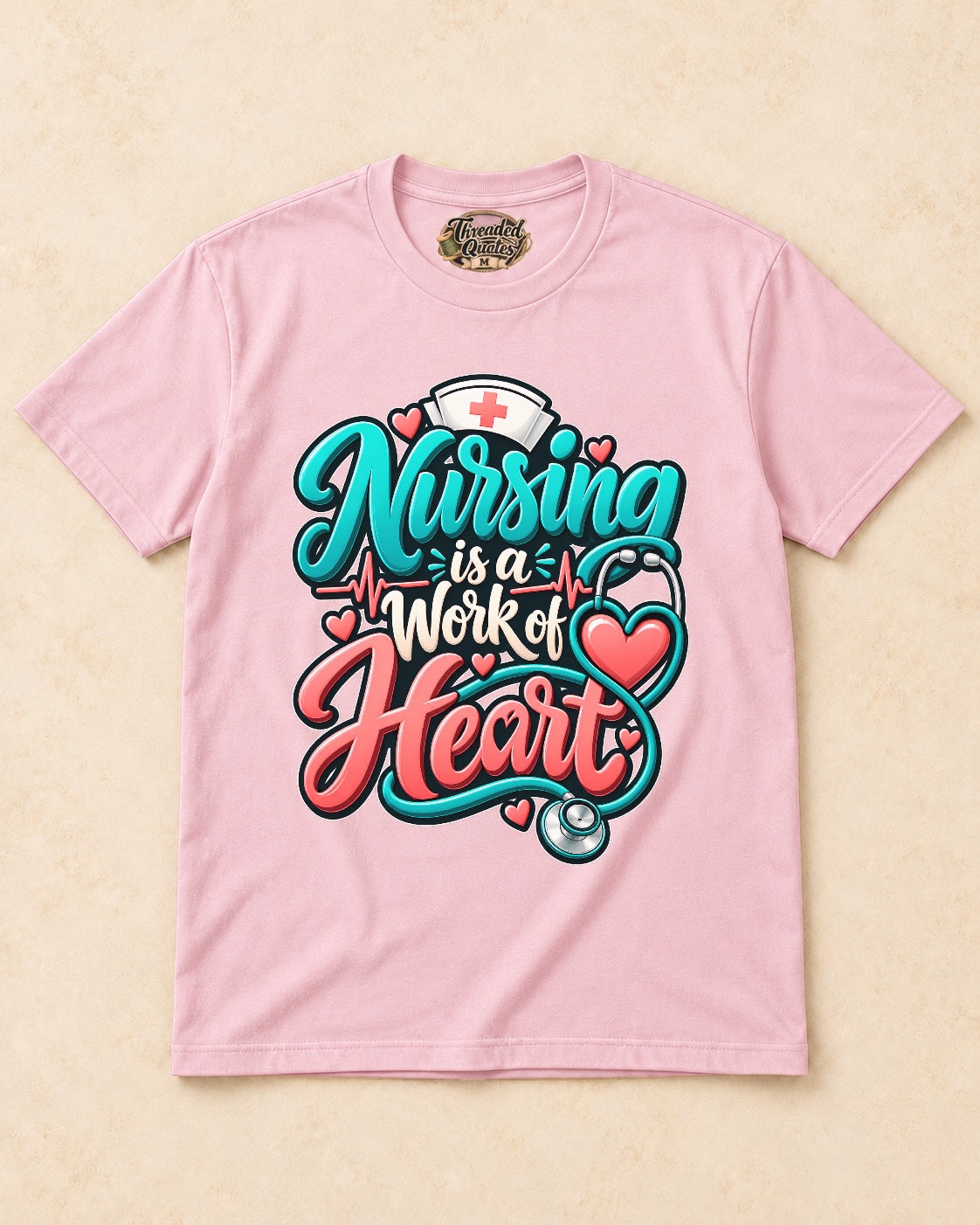 Shirt-only Nursing Is A Work Of Heart T-shirt in Light Pink