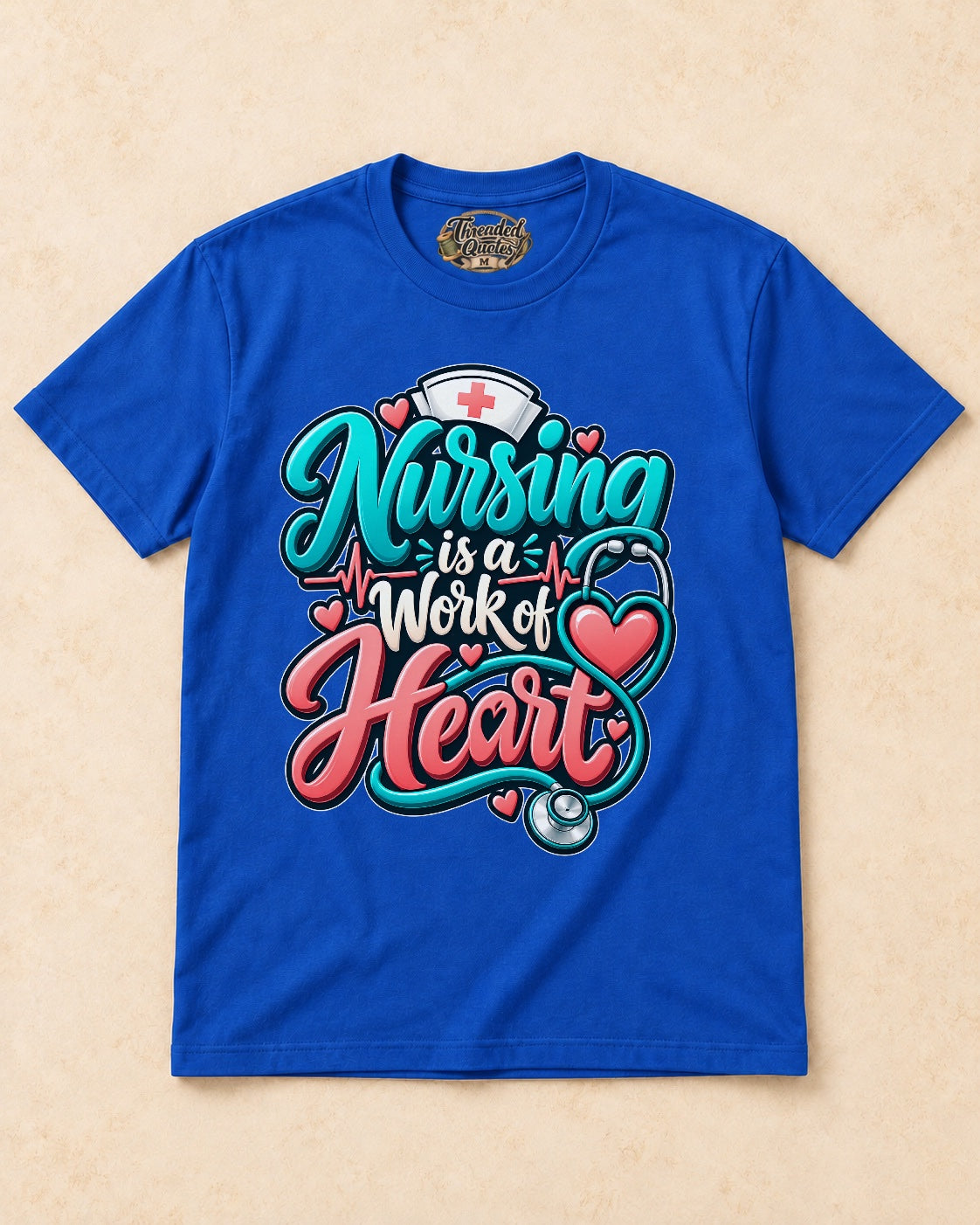 Shirt-only Nursing Is A Work Of Heart T-shirt in Royal Blue