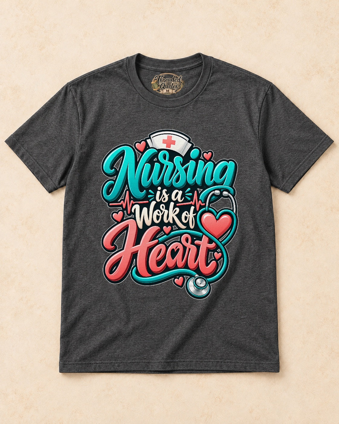 Shirt-only Nursing Is A Work Of Heart T-shirt in Dark Heather