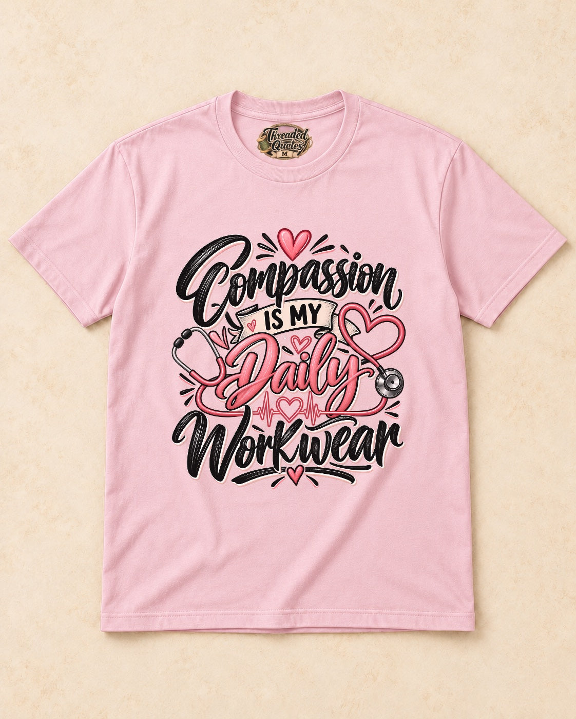 Shirt-only Compassion Is My Daily Workwear T-shirt in Light Pink