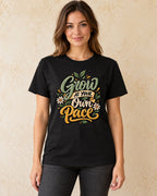 Model standing Grow At Your Own Pace T-shirt in Black