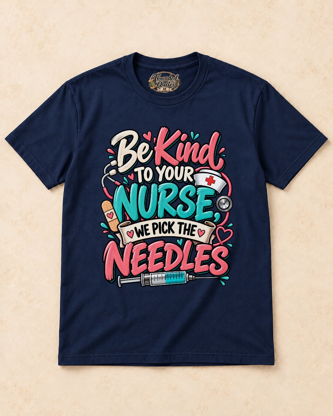 Shirt-only Be Kind To Your Nurse We Pick The Needles T-shirt in Navy