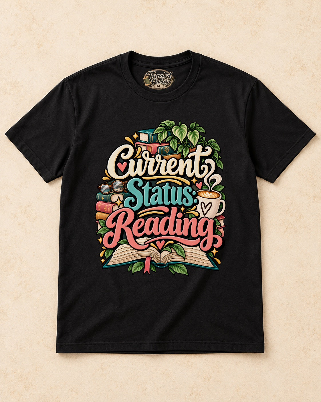 Shirt-only current status reading T-shirt in Black