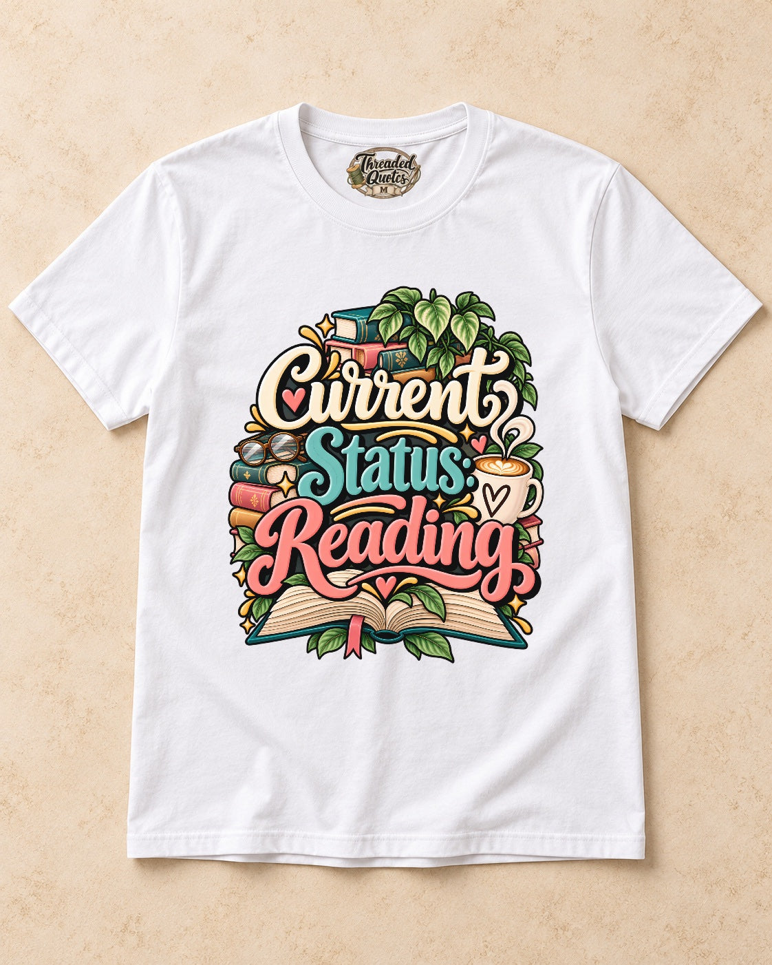 Shirt-only current status reading T-shirt in White