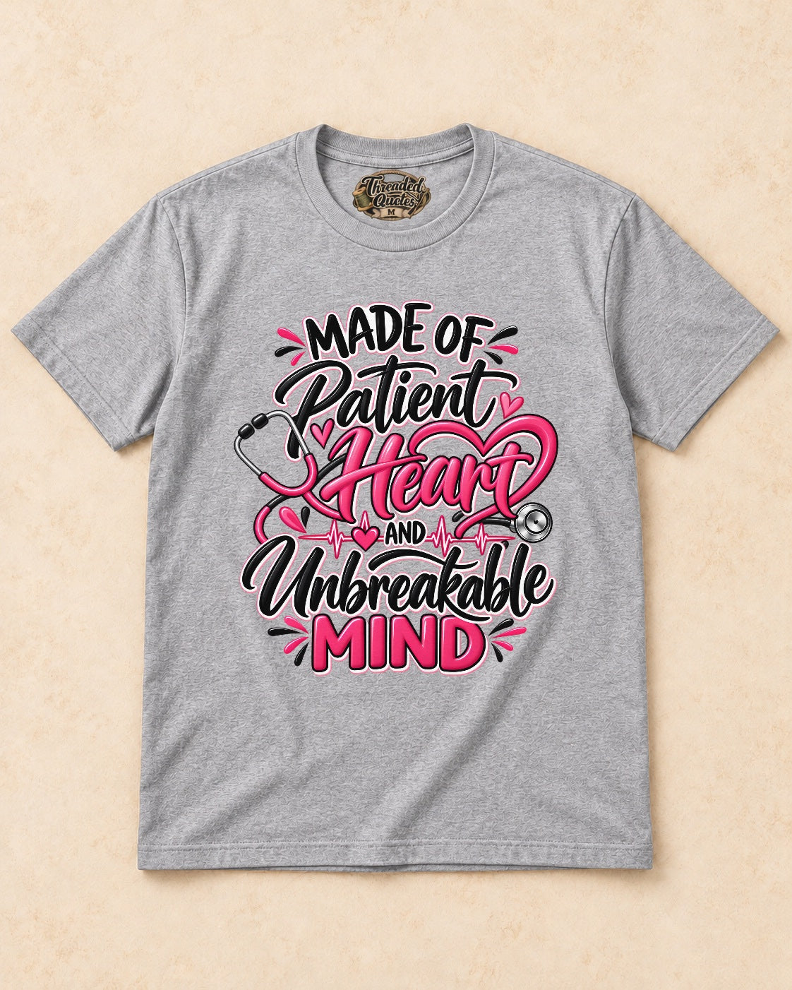 Shirt-only Made Of Patient Heart And Unbreakable Mind T-shirt in Sport Grey