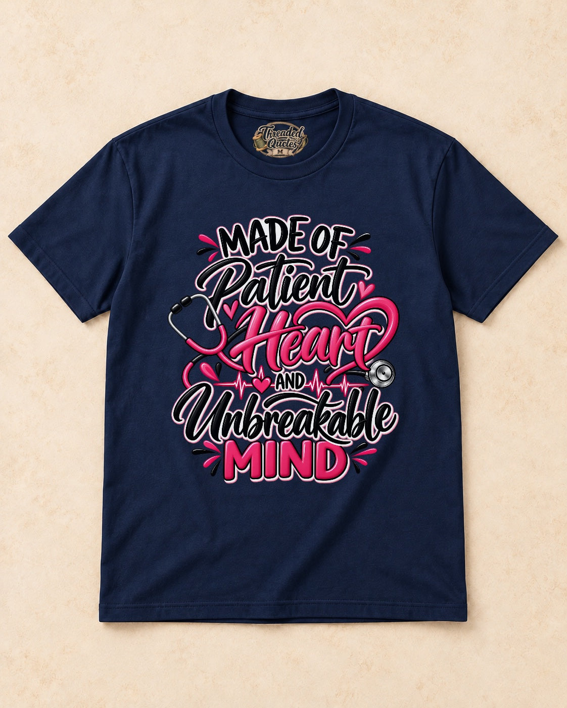 Shirt-only Made Of Patient Heart And Unbreakable Mind T-shirt in Navy