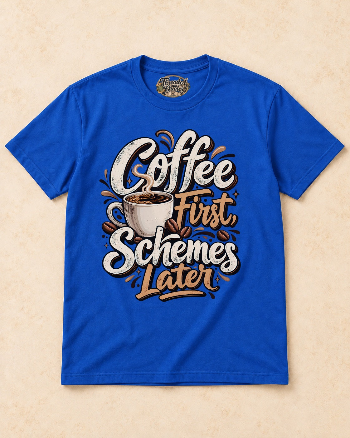Shirt-only Coffee First Schemes Later T-shirt in Royal Blue