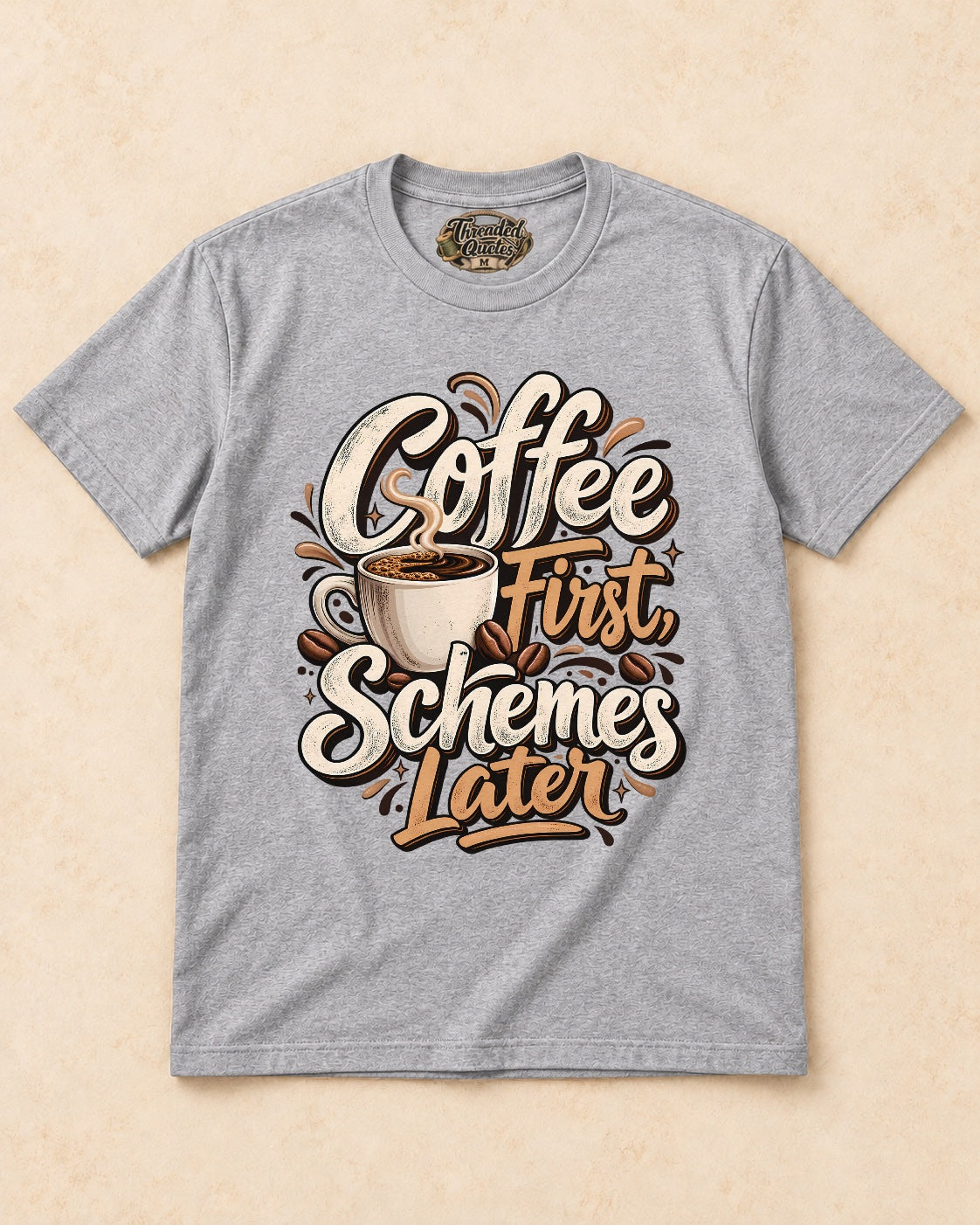 Shirt-only Coffee First Schemes Later T-shirt in Sport Grey