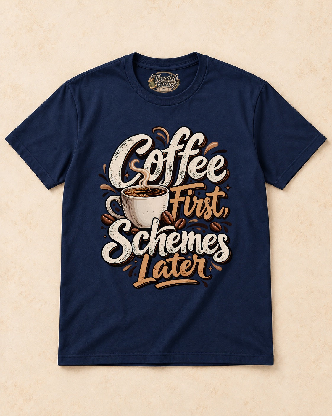 Shirt-only Coffee First Schemes Later T-shirt in Navy