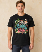 Model standing In My Reading Era T-shirt in Black