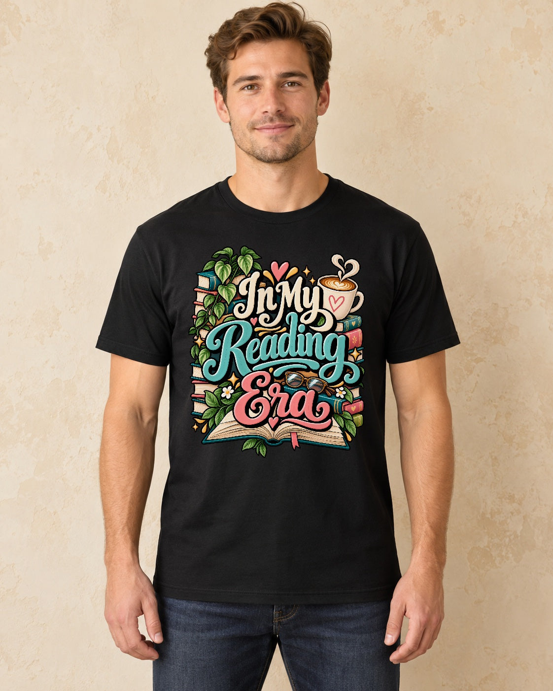 Model standing In My Reading Era T-shirt in Black