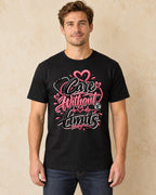 Model standing Care Without Limits T-shirt in Black