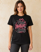 Model standing Care Without Limits T-shirt in Black