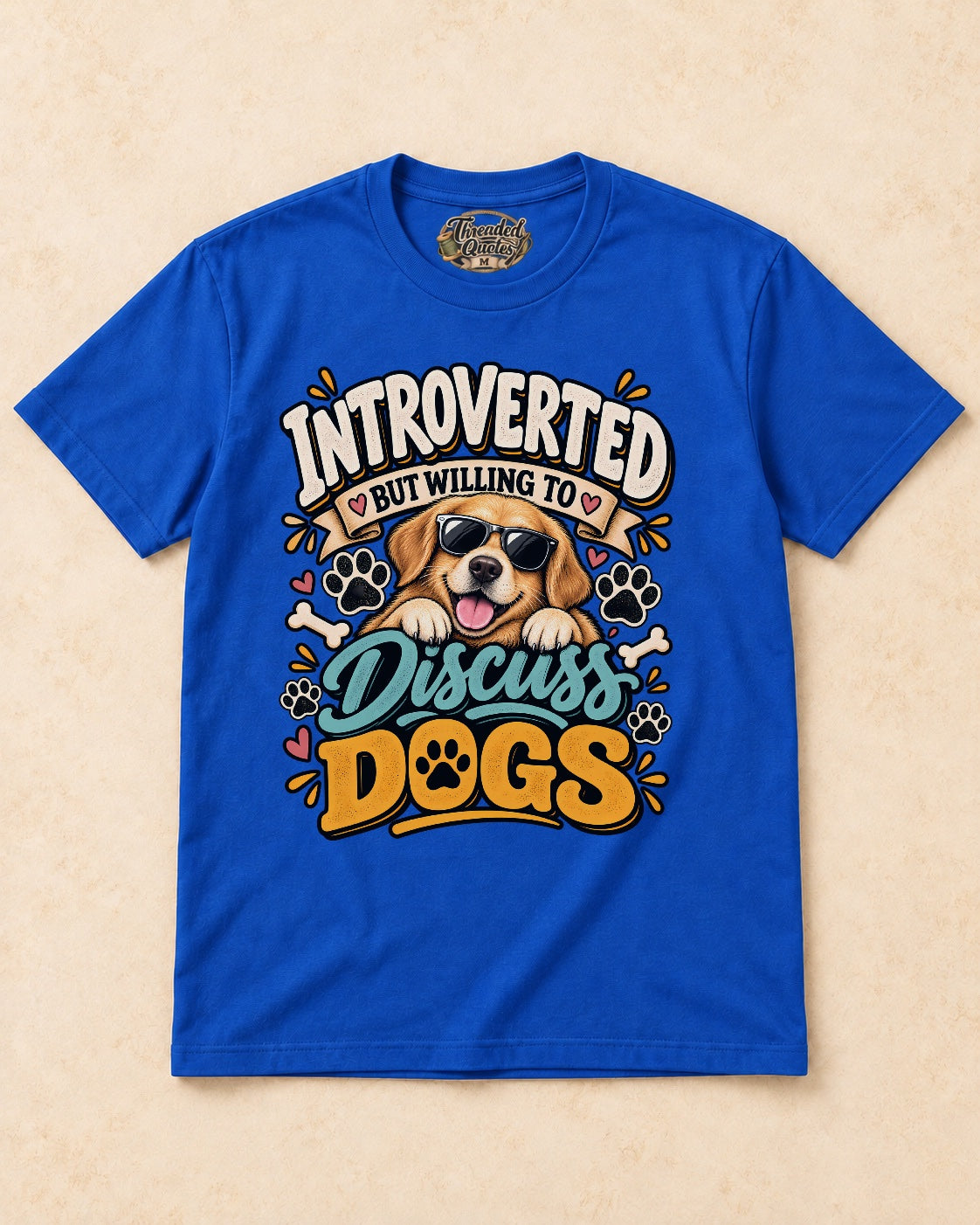 Shirt-only Introverted But Willing To Discuss Dogs T-shirt in Royal Blue