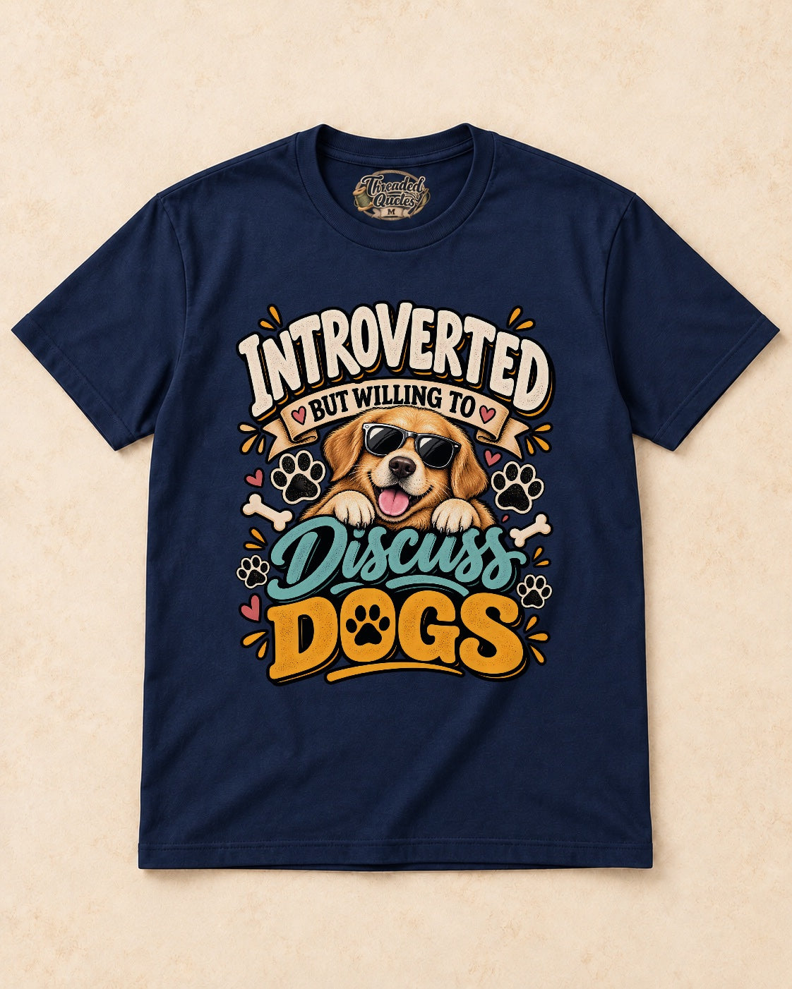 Shirt-only Introverted But Willing To Discuss Dogs T-shirt in Navy