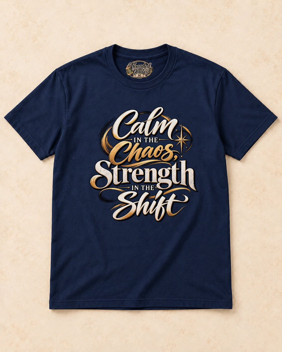 Shirt-only Calm In The Chaos Srength In The Shift T-shirt in Navy