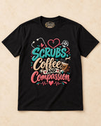 Shirt-only Scrubs Coffee And Compassion T-shirt in Black