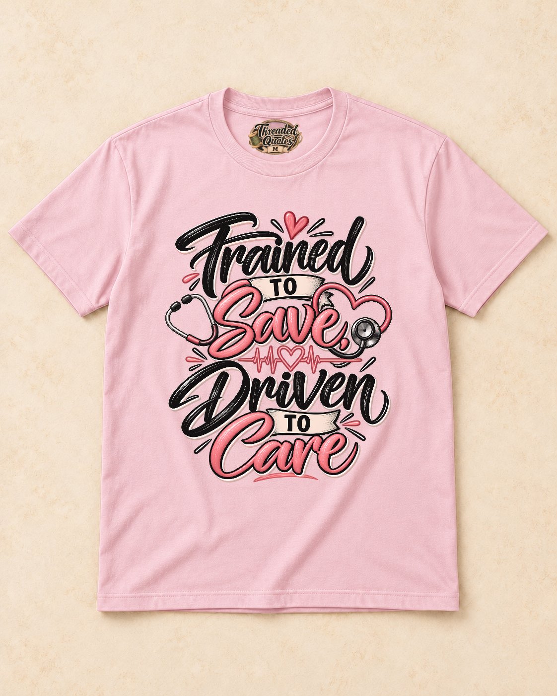Shirt-only Trained To Save Driven To Care T-shirt in Light Pink