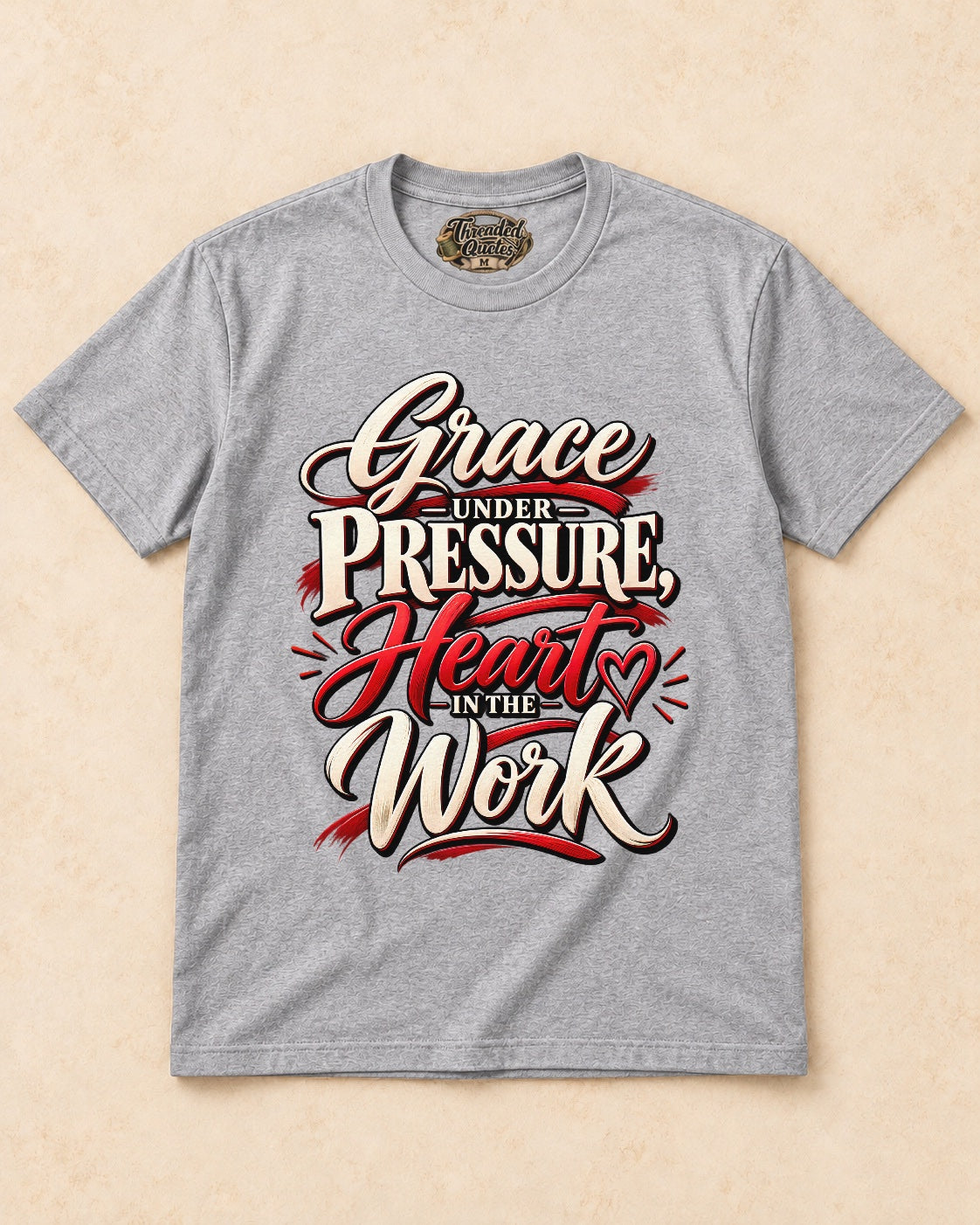 Shirt-only Grace Under Pressure Heart In The Work T-shirt in Sport Grey