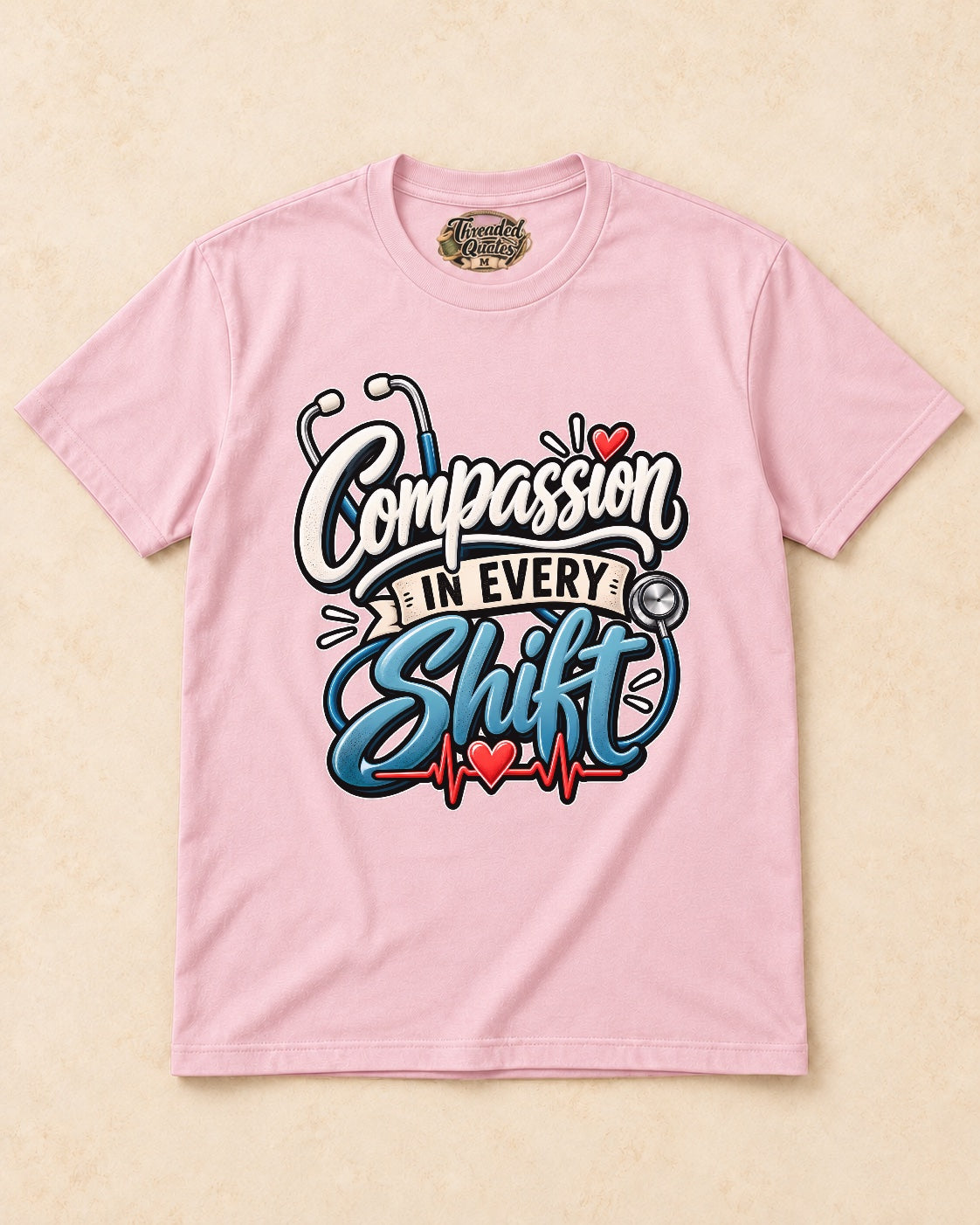 Shirt-only Compassion In Every Shift T-shirt in Light Pink