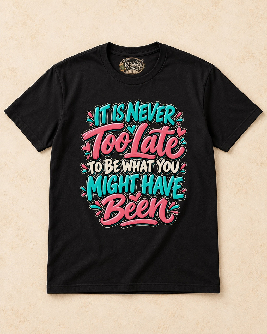 Shirt-only 0001 Colorful Hand Painted Quote Typography png T-shirt in Black