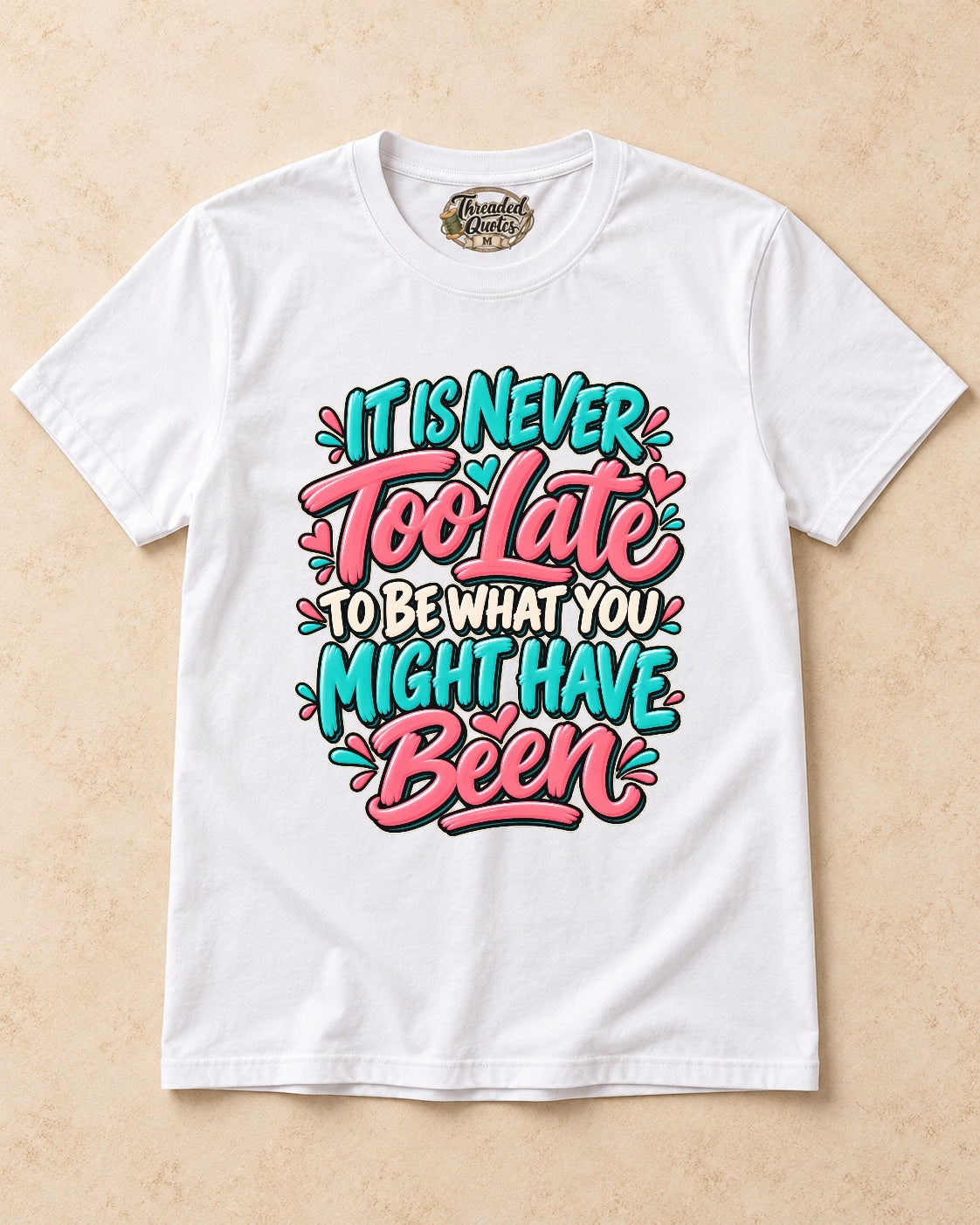 Shirt-only 0001 Colorful Hand Painted Quote Typography png T-shirt in White