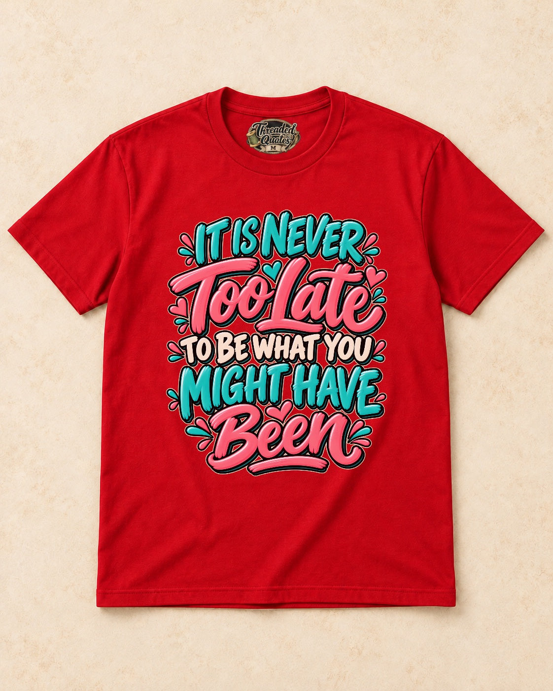 Shirt-only 0001 Colorful Hand Painted Quote Typography png T-shirt in Red