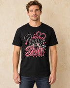 Model standing Living The Shift T-shirt in Black