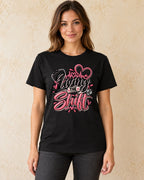 Model standing Living The Shift T-shirt in Black