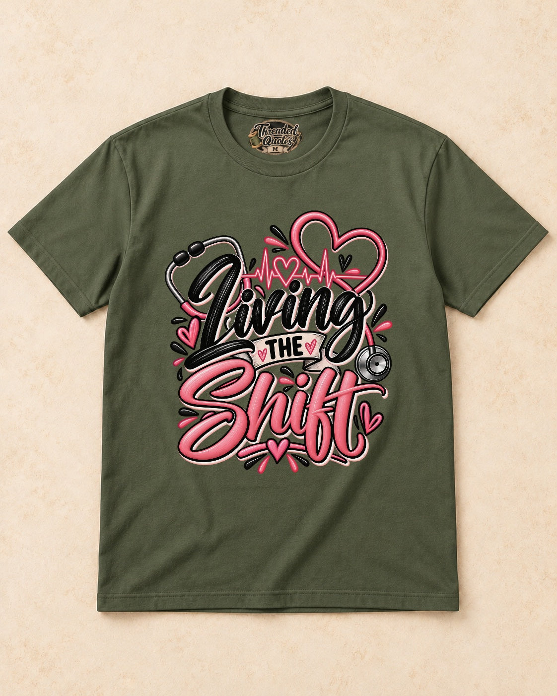 Shirt-only Living The Shift T-shirt in Military Green