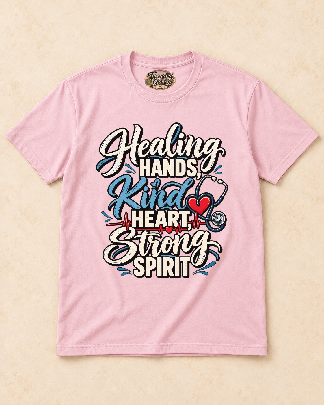 Shirt-only Healing Hands Kind Heart Strong Spirit T-shirt in Light Pink