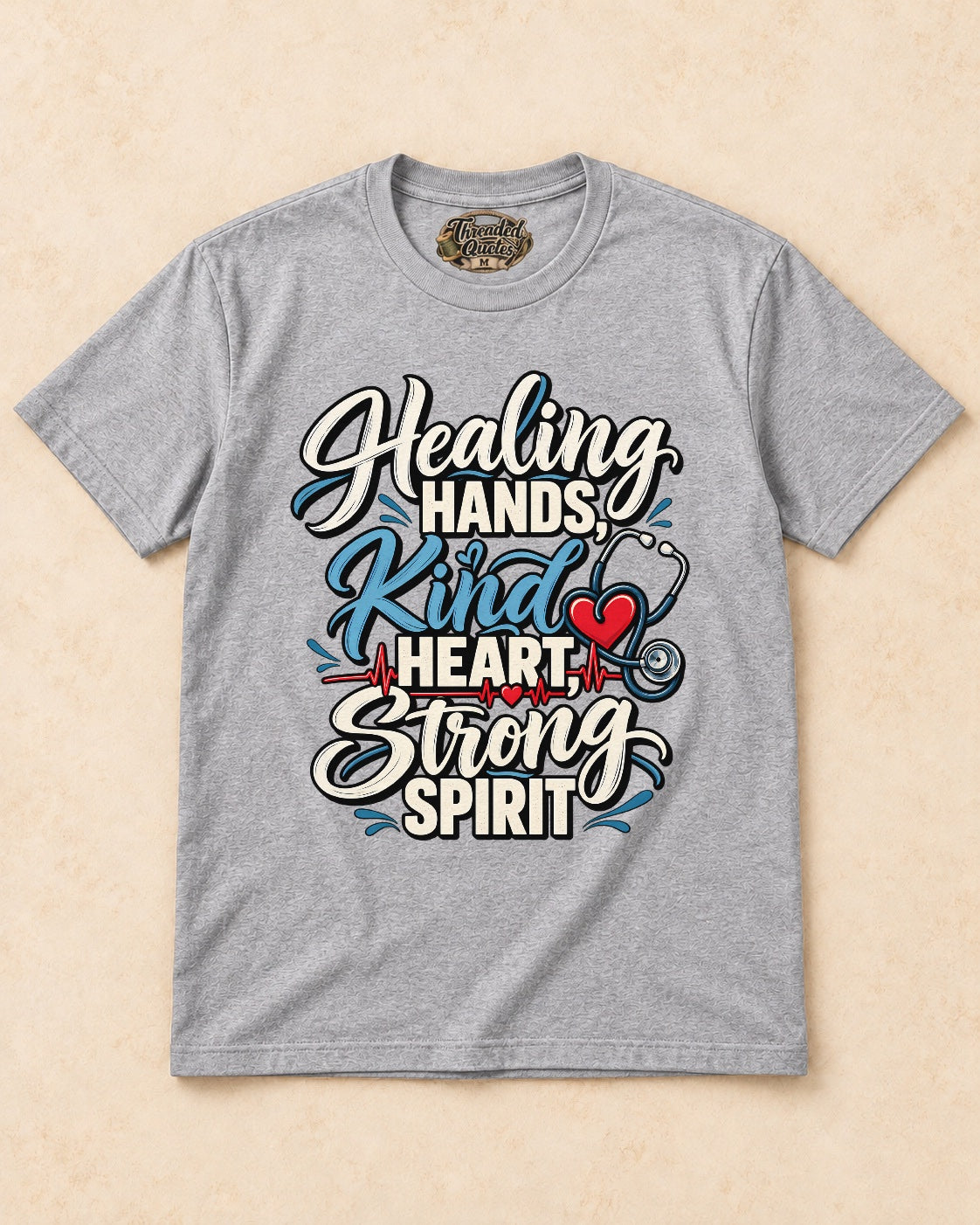Shirt-only Healing Hands Kind Heart Strong Spirit T-shirt in Sport Grey