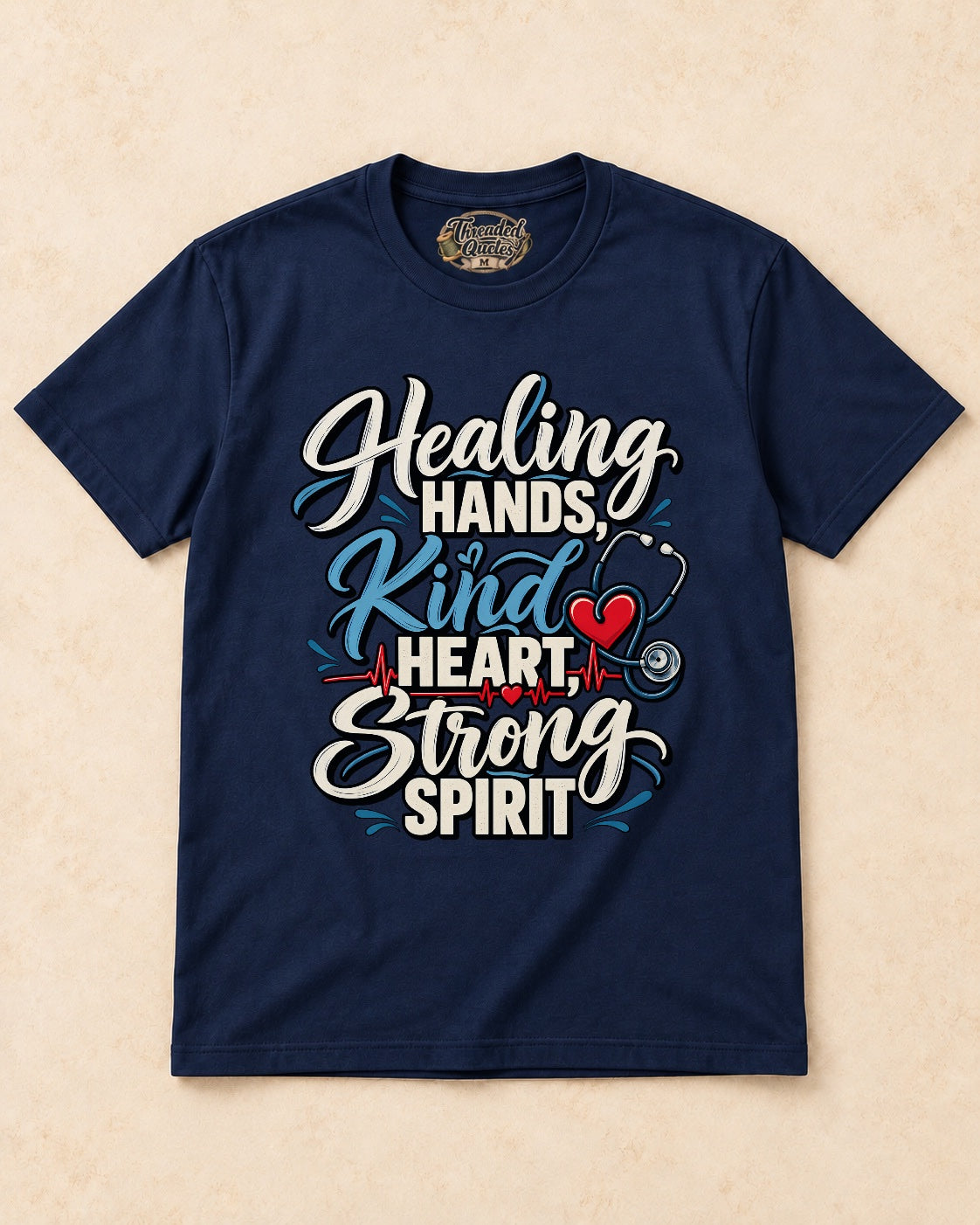 Shirt-only Healing Hands Kind Heart Strong Spirit T-shirt in Navy