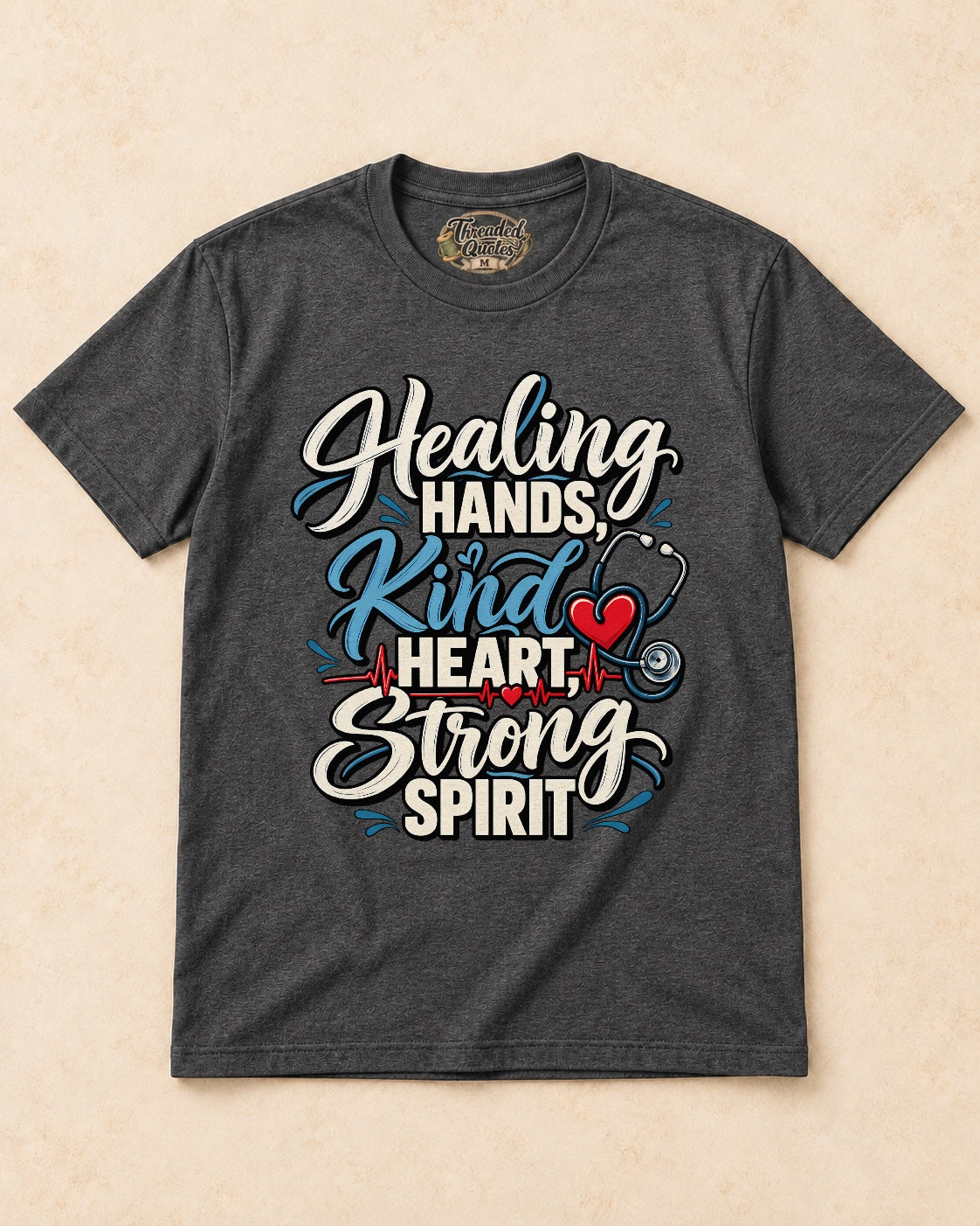 Shirt-only Healing Hands Kind Heart Strong Spirit T-shirt in Dark Heather