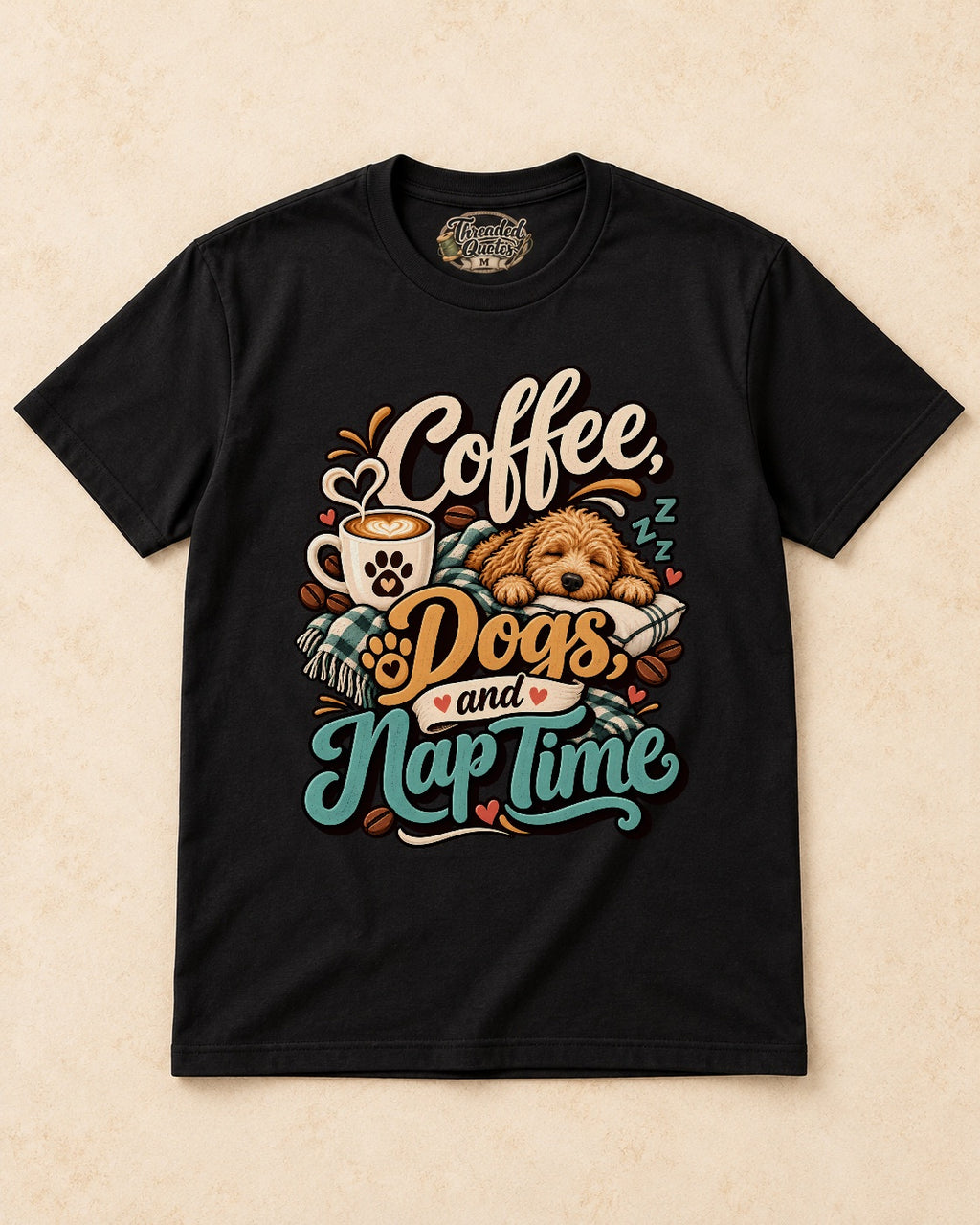 Shirt-only Coffee Dogs And Nap Time T-shirt in Black