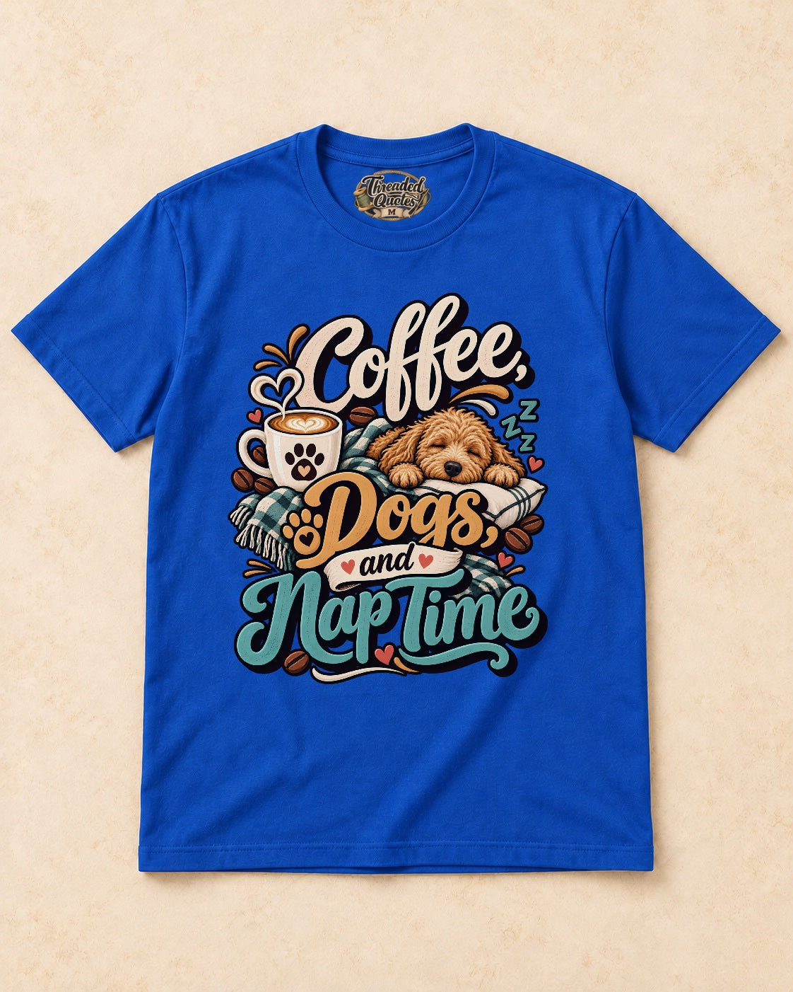 Shirt-only Coffee Dogs And Nap Time T-shirt in Royal Blue