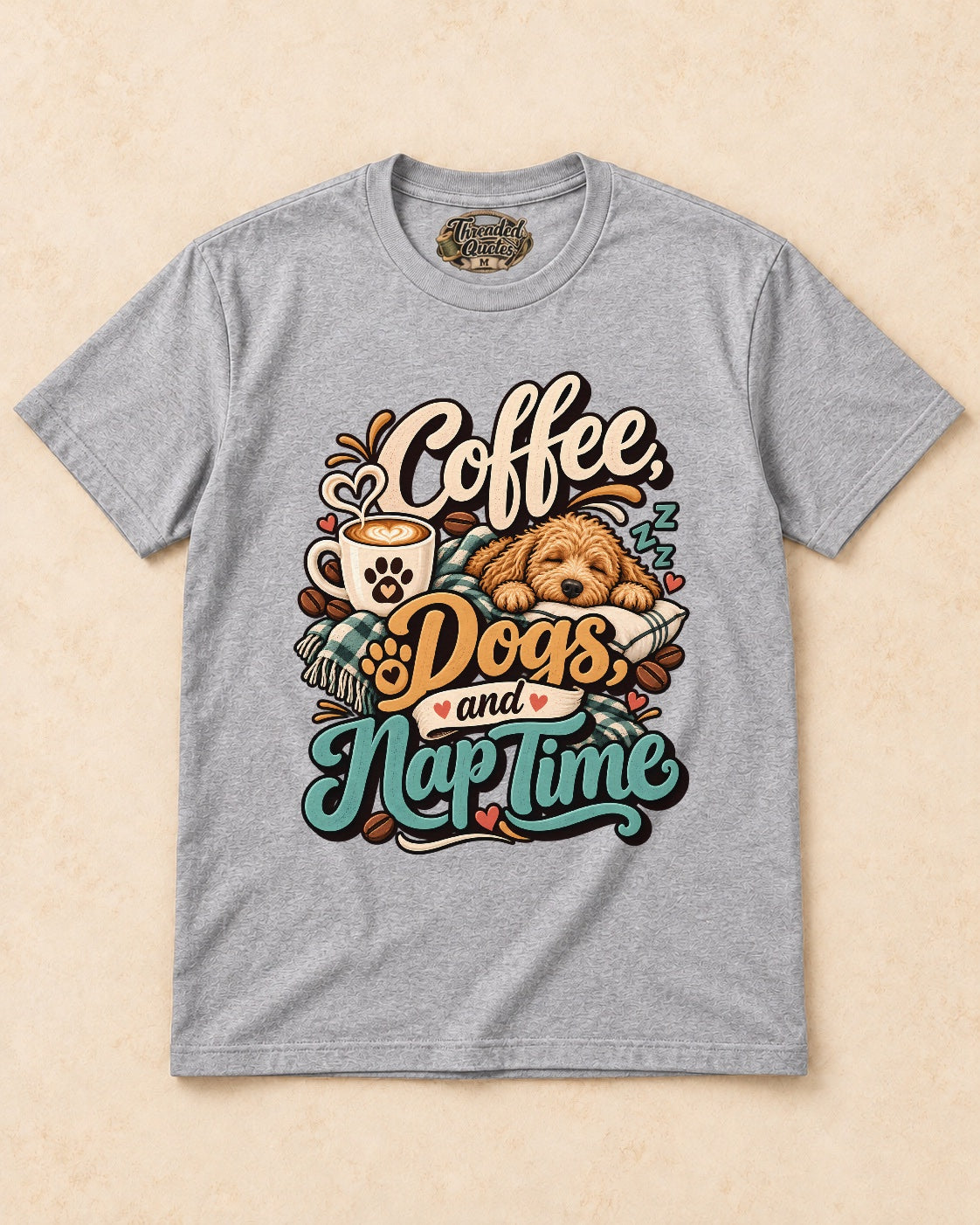 Shirt-only Coffee Dogs And Nap Time T-shirt in Sport Grey