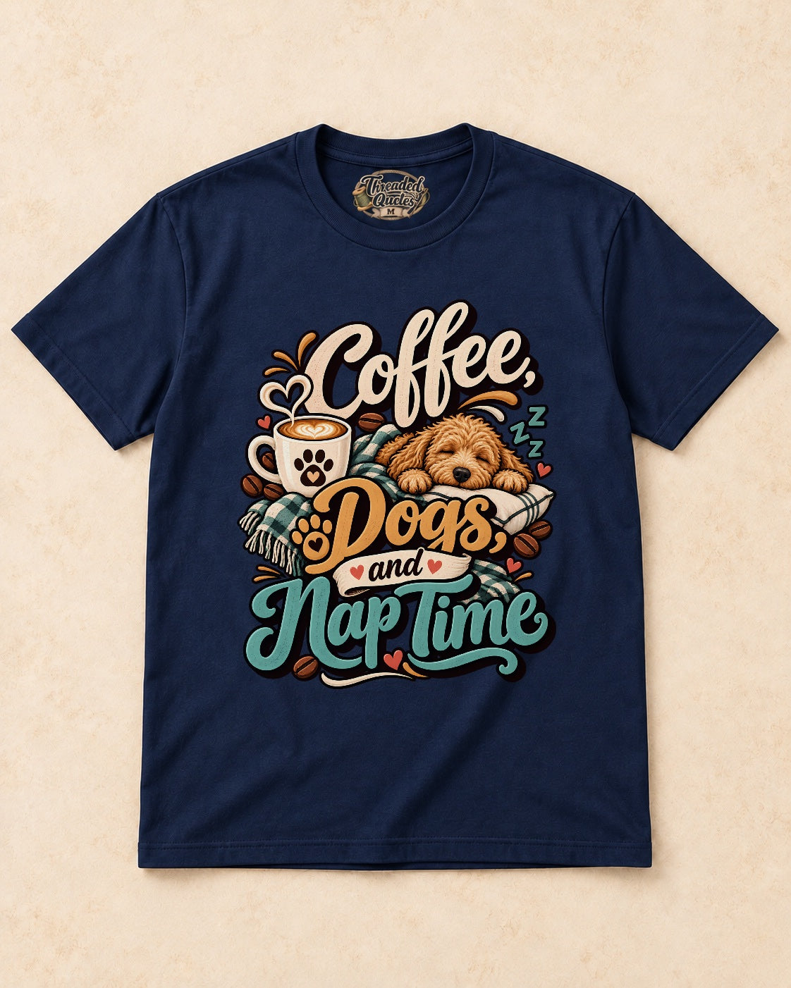 Shirt-only Coffee Dogs And Nap Time T-shirt in Navy
