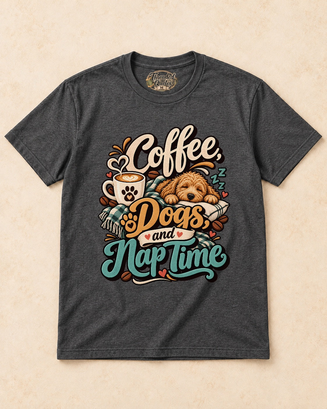 Shirt-only Coffee Dogs And Nap Time T-shirt in Dark Heather
